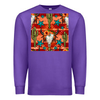Purple bull skull cactus seamless pattern Premium Sweatshirt - BundleAndBundleShop