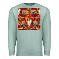 Seafoam bull skull cactus seamless pattern Premium Sweatshirt - BundleAndBundleShop