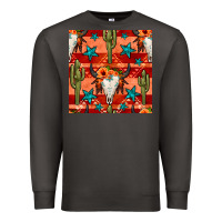 Smoke bull skull cactus seamless pattern Premium Sweatshirt - BundleAndBundleShop