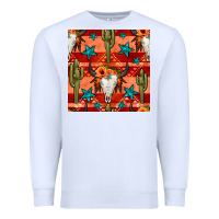 White bull skull cactus seamless pattern Premium Sweatshirt - BundleAndBundleShop