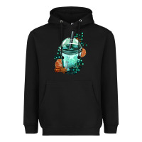 Black Winter Bobba Cup Heavyweight Hoodie - FaDigitalArtStudio