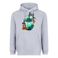 Heather Grey Winter Bobba Cup Heavyweight Hoodie - FaDigitalArtStudio