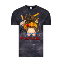 Cloud Black messy bun teacher life Vintage Tee - RanaPortraitStore