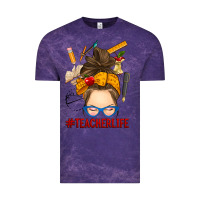 Cloud Purple messy bun teacher life Vintage Tee - RanaPortraitStore