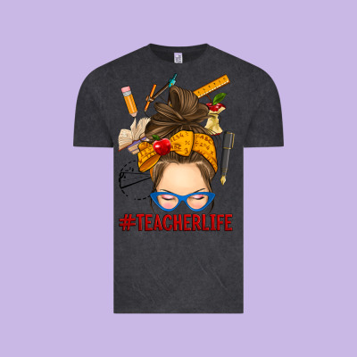 Messy Bun Teacher Life Vintage Tee Designed By Ranaportraitstore
