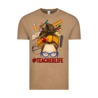 Vintage Coffee messy bun teacher life Vintage Tee - RanaPortraitStore
