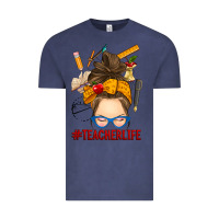 Vintage Denim messy bun teacher life Vintage Tee - RanaPortraitStore
