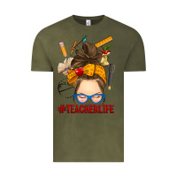 Vintage Olive messy bun teacher life Vintage Tee - RanaPortraitStore