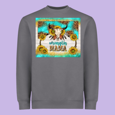 Wranglin Mama Heavyweight Sweatshirt Designed By Tumblerdesignbyshophia
