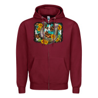 Burgundy western leopard cowhide turquoise background horse Zipper Hoodie - OliviaCreatesArt