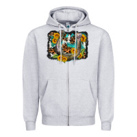 Heather Grey western leopard cowhide turquoise background horse Zipper Hoodie - OliviaCreatesArt
