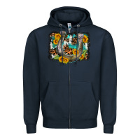 Navy western leopard cowhide turquoise background horse Zipper Hoodie - OliviaCreatesArt