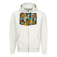 Oatmeal Heather western leopard cowhide turquoise background horse Zipper Hoodie - OliviaCreatesArt