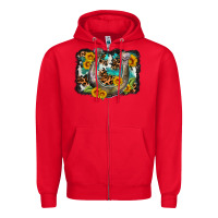 Red western leopard cowhide turquoise background horse Zipper Hoodie - OliviaCreatesArt