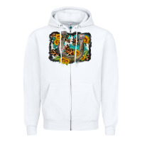 White western leopard cowhide turquoise background horse Zipper Hoodie - OliviaCreatesArt