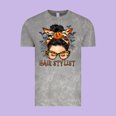 Hair Stylist Messy Bun Vintage Tee Designed By Barkaloodesign