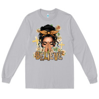 Moon Dust Black Hair Believe Praying Caucasian Messy Bun Long Sleeve Tee - texasbilliewilder