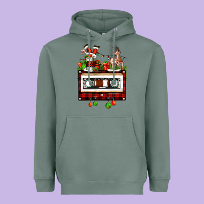 Christmas Cassette Heavyweight Hoodie Designed By Fadigitalartstudio