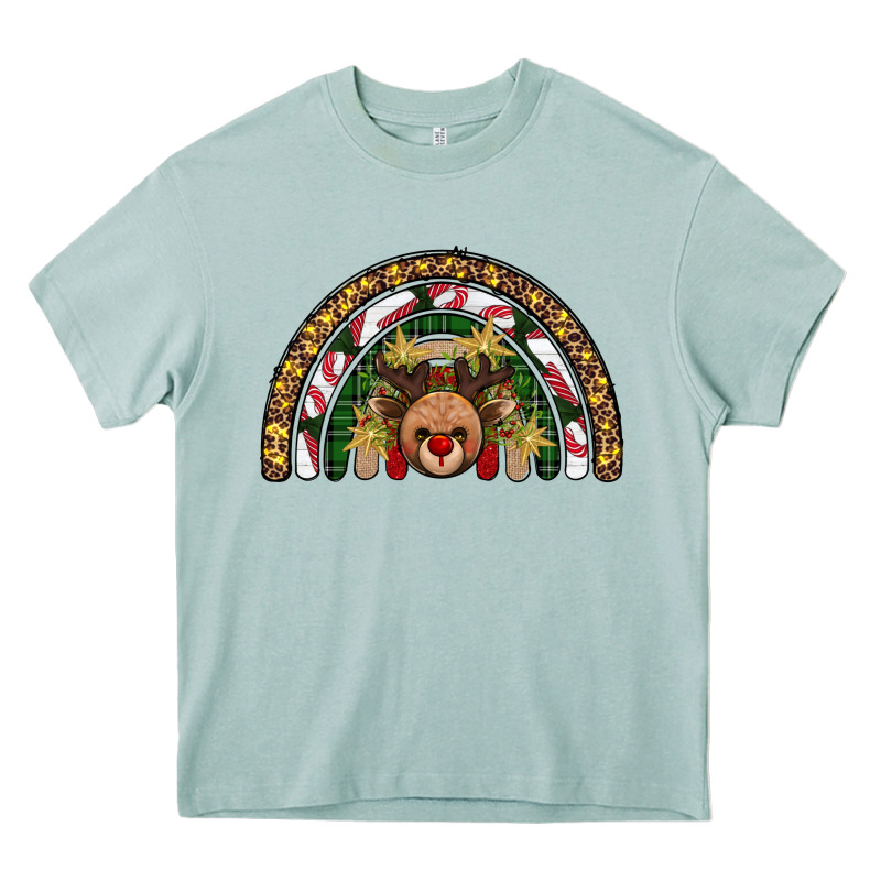 Reindeer Rainbow Christmas Heavy Core Tee by AdoDesignShop | Teevron