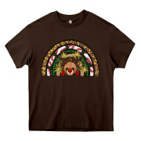 Chocolate Brown reindeer rainbow christmas Heavy Core Tee - AdoDesignShop