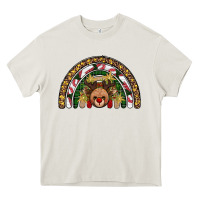 Cream reindeer rainbow christmas Heavy Core Tee - AdoDesignShop