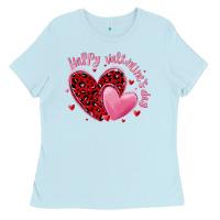 Baby Blue happy valentine's day hearts Ladies Tee - MaliasSmallBusiness