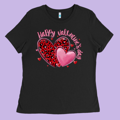 Happy Valentine's Day Hearts Ladies Tee Designed By Maliassmallbusiness