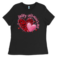 Black happy valentine's day hearts Ladies Tee - MaliasSmallBusiness