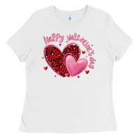 White happy valentine's day hearts Ladies Tee - MaliasSmallBusiness