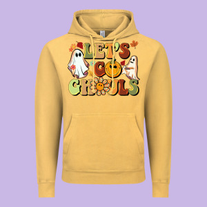Halloween Lets Go Ghouls Vintage Hoodie Designed By Barkaloodesign