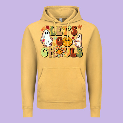 Halloween Lets Go Ghouls Vintage Hoodie Designed By Barkaloodesign