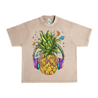 French Oak pineapple with headphone Urban Heavy Tee - BarkalooDesign