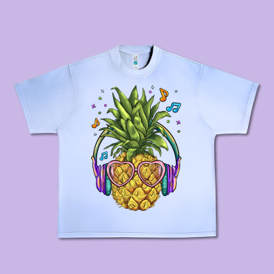 Pineapple With Headphone Urban Heavy Tee Designed By Barkaloodesign