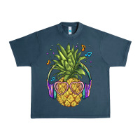 Midnight Navy pineapple with headphone Urban Heavy Tee - BarkalooDesign