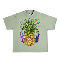 Oil Green pineapple with headphone Urban Heavy Tee - BarkalooDesign