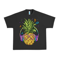 Pigment Black pineapple with headphone Urban Heavy Tee - BarkalooDesign