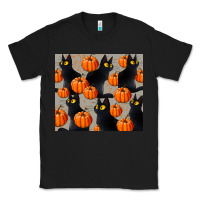 Black Cat With Pumpkins Tumbler Classic Tee | Teevron