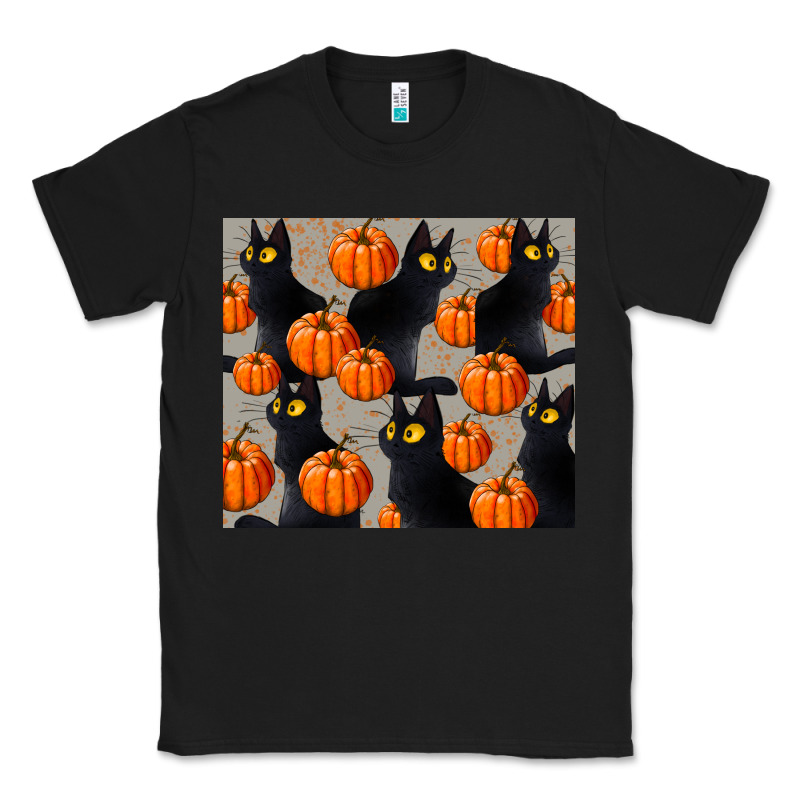 Black Cat With Pumpkins Tumbler Classic Tee by LillyAllenDesigns | Teevron