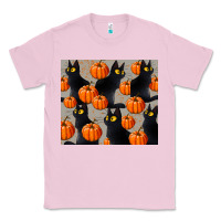 Bubblegum Pink black cat with pumpkins tumbler Classic Tee - LillyAllenDesigns