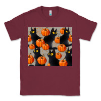 Burgundy black cat with pumpkins tumbler Classic Tee - LillyAllenDesigns
