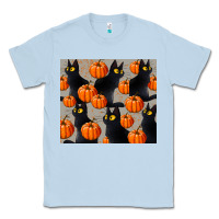 Dusty Blue black cat with pumpkins tumbler Classic Tee - LillyAllenDesigns