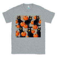 Heather Grey black cat with pumpkins tumbler Classic Tee - LillyAllenDesigns