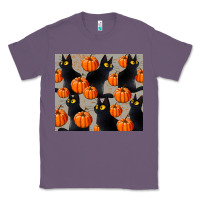 Lavender black cat with pumpkins tumbler Classic Tee - LillyAllenDesigns