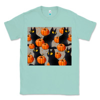 Seafoam black cat with pumpkins tumbler Classic Tee - LillyAllenDesigns