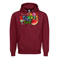 Burgundy Sweet summer time Zipper Hoodie - FaDigitalArtStudio