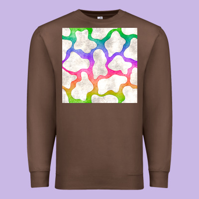 Watercolor Rainbow Cow Seamless Pattern Premium Sweatshirt Designed By Bundleandbundleshop
