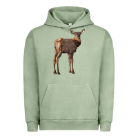 Pigment Oil Green elk fawn deer Urban Hoodie - LillyAllenDesigns