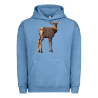 Pigment Pebble Blue elk fawn deer Urban Hoodie - LillyAllenDesigns