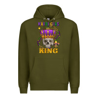 Army Green Skull Mardi Gras king Premium Hoodie - FaDigitalArtStudio