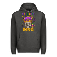Charcoal Heather Skull Mardi Gras king Premium Hoodie - FaDigitalArtStudio